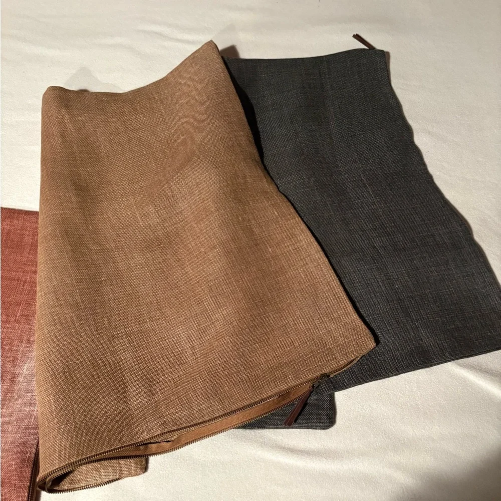 Pottery Barn Set of 3 100% Heavy Linen Pillow Shams 24”x24”